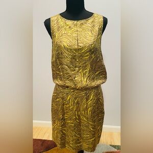 Tibi Gold Swirl 100% Silk Dress
